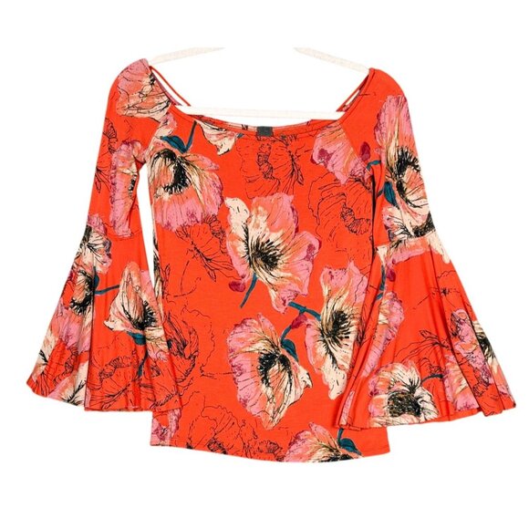 Free People Birds of Paradise Top XS Bell Sleeve Fairy Floral Bohemian Feminine - Picture 8 of 10